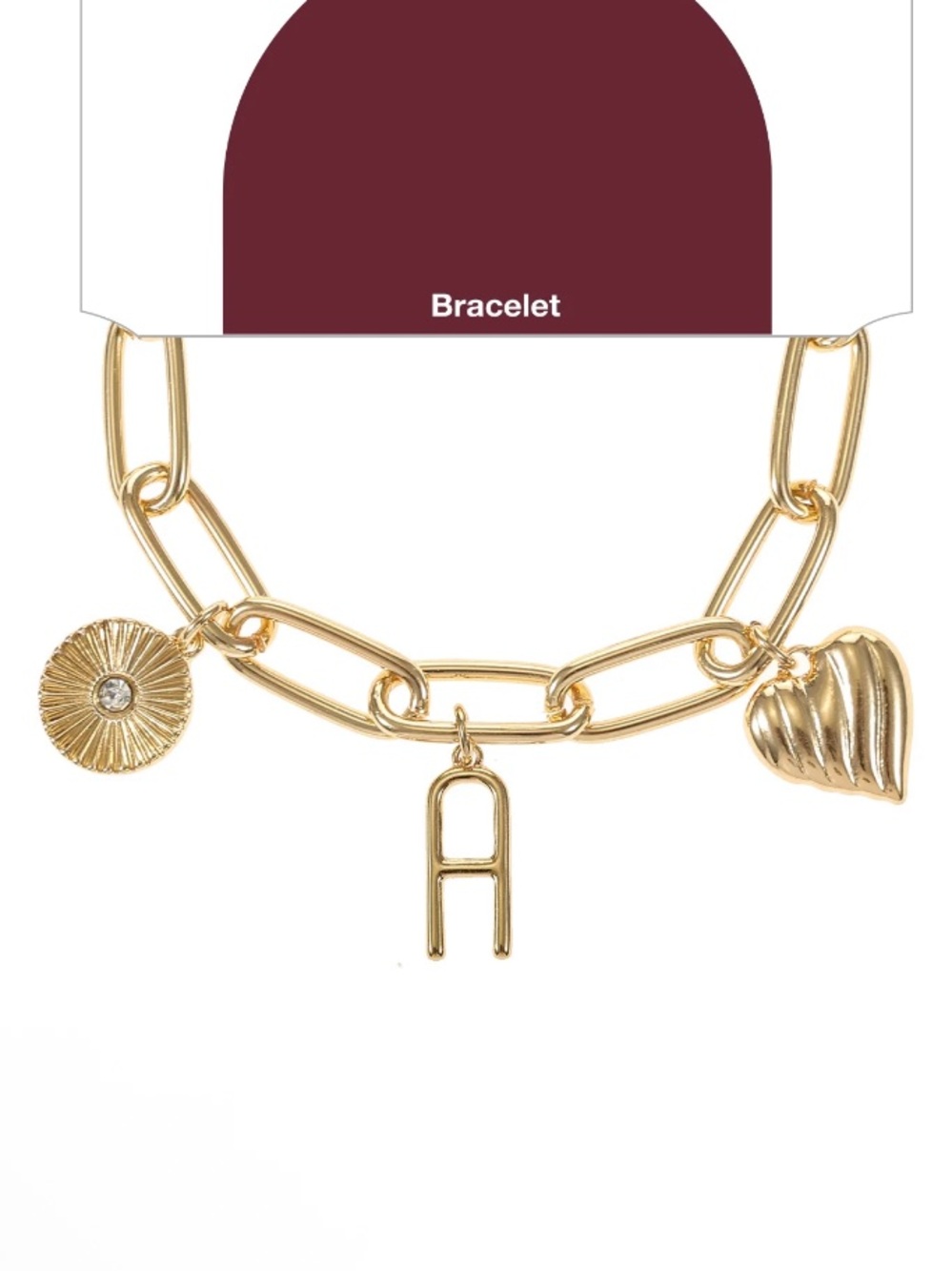 Gold Charm Initial 'A' Link Bracelet - Picture 3 of 3